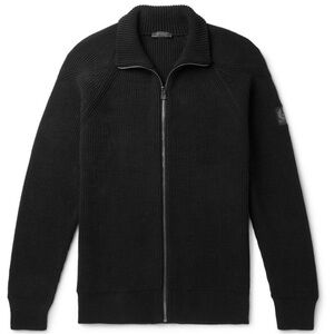 Mens Belstaff Ergonomic Full Zip Ribbed  Cardigan Chester Size L cotton blend